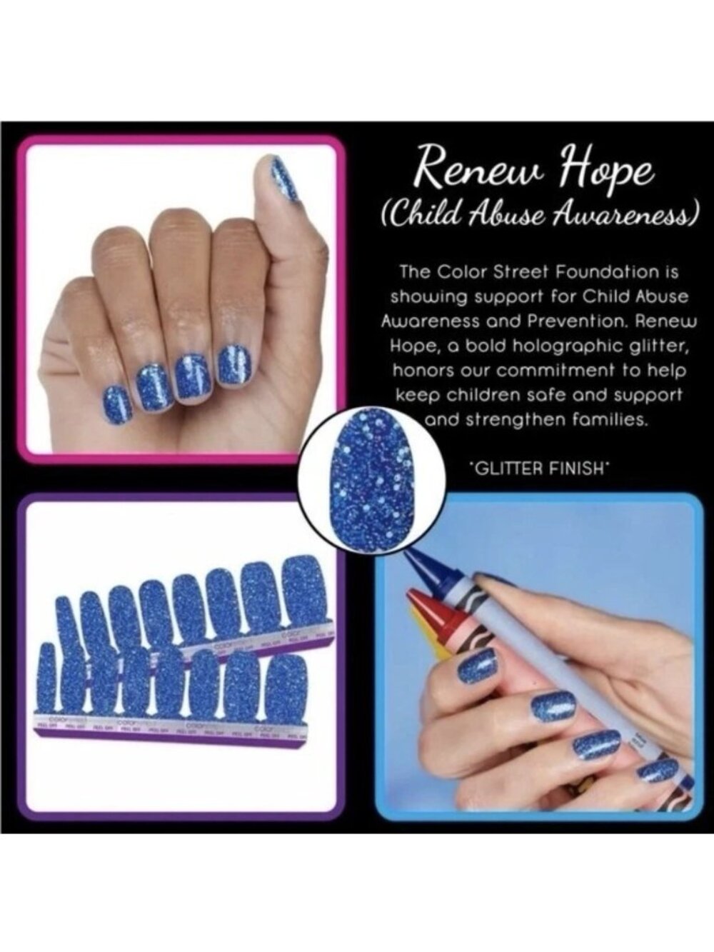 Color Street 100% Real Nail Polish Strips, Retired Renew Hope Rare Find, New